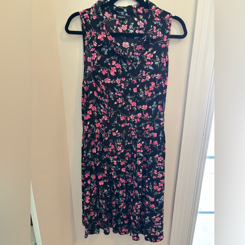 Torrid Black and Pink Floral Dress